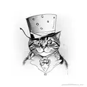 cat in a magician top hat tattoo design idea