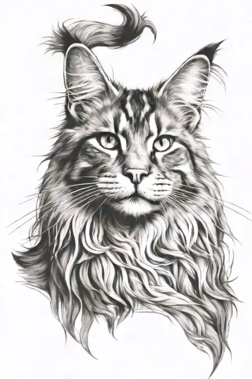 Maine Coon cat tattoo design idea