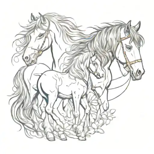 gypsy vanner horse and maine coon cat tattoo design idea