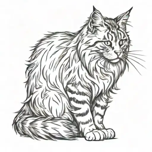  maine coon cat polydactyl cat print tattoo design idea