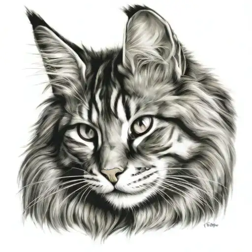 Maine Coon cat tattoo design idea