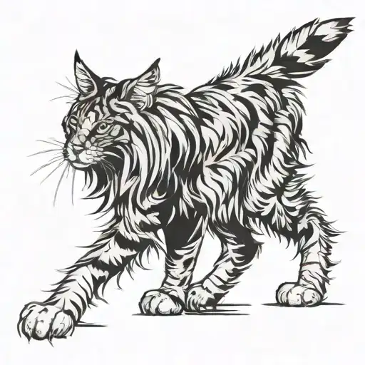 maine coon long tail wrapped loosely tattoo design idea