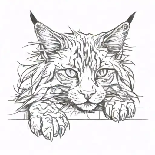  maine coon cat polydactyl feet  tattoo design idea