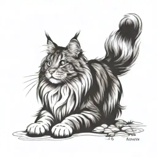  maine coon cat polydactyl feet  tattoo design idea