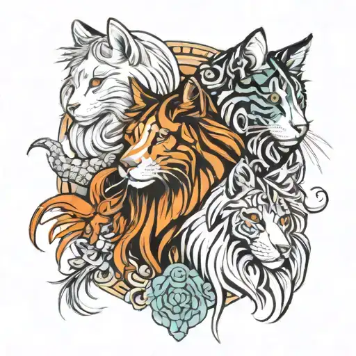 gypsy vanner and maine coon  tattoo design idea