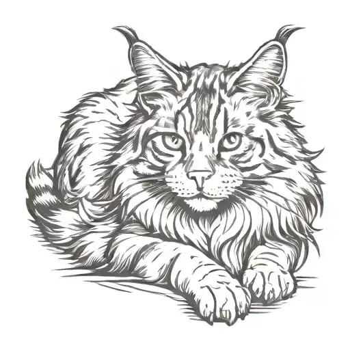 maine coon cat with feet The trunk tattoo design idea