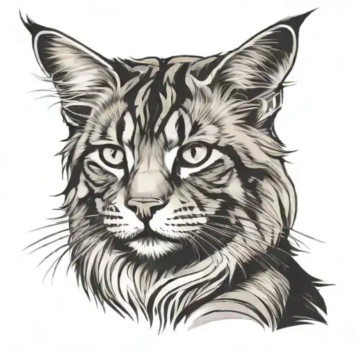 maine coon cat head tattoo design idea