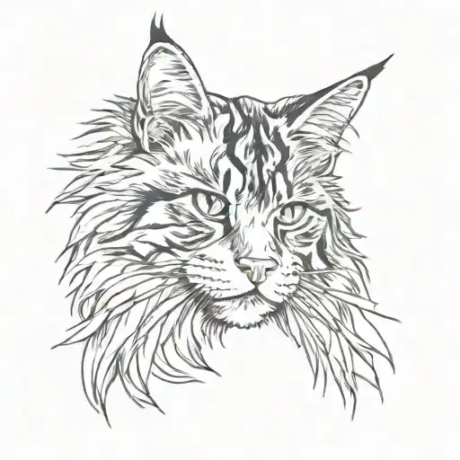  maine coon cat polydactyl cat print scrathing tattoo design idea