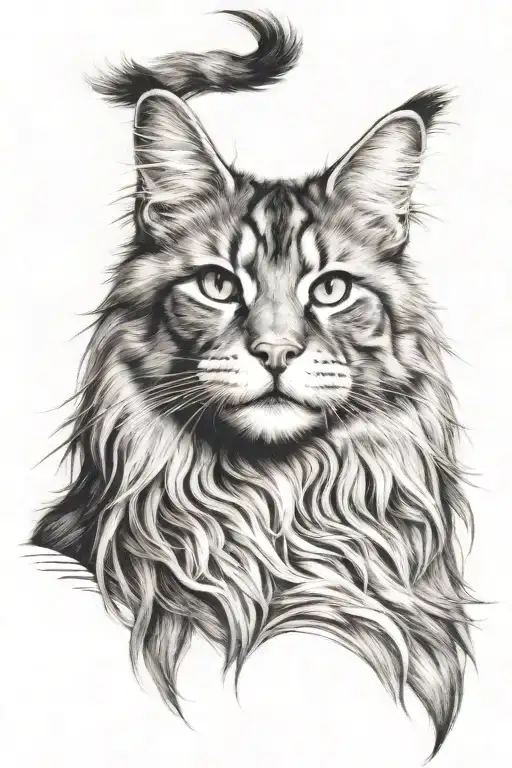 Maine Coon cat tattoo design idea
