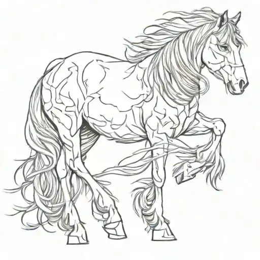 gypsy vanner horse and maine coon cat tattoo design idea