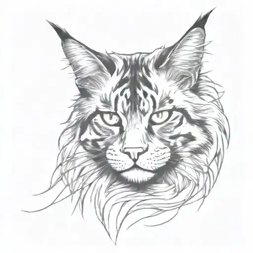 maine coon cat mane and feet underneath tattoo design idea