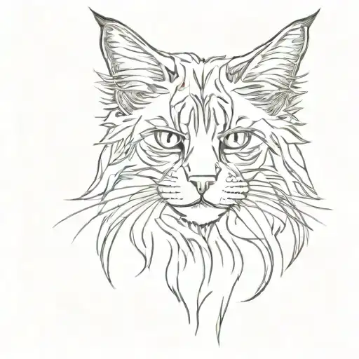  maine coon cat cross legged  tattoo design idea