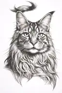 Maine Coon cat tattoo design idea
