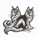 tribal maine coon cat sitting cross legged pose holding tattoo design idea