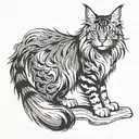 maine coon long tail wrapped tattoo design idea