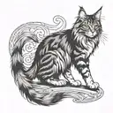 maine coon long tail wrapped tattoo design idea