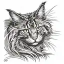 maine coon long tail wrapped tattoo design idea