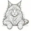 maine coon cat sitting cross legged tattoo design idea