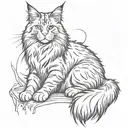 maine coon cat sitting cross legged tattoo design idea