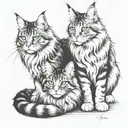 maine coon cats together tattoo design idea