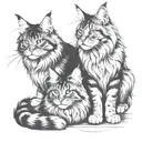 maine coon cats together tattoo design idea