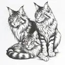 maine coon cats together tattoo design idea