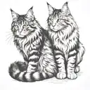 maine coon cats together tattoo design idea