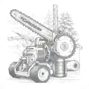 chainsaw cutting tattoo design idea