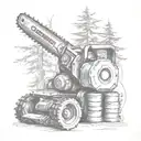 chainsaw cutting tattoo design idea