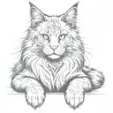 maine coon cat sitting cross legged tattoo design idea