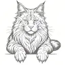maine coon cat sitting cross legged tattoo design idea