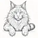 maine coon cat sitting cross legged tattoo design idea