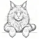 maine coon cat sitting cross legged tattoo design idea