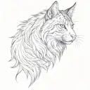 horse head and maine coon cat sitting alone tattoo design idea