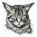 maine coon cat head tattoo design idea