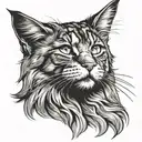 maine coon cat head tattoo design idea
