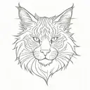 tribal maine coon cat head tattoo design idea