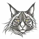 tribal maine coon cat sitting tattoo design idea
