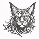 tribal maine coon cat sitting tattoo design idea