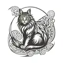 tribal maine coon cat sitting tattoo design idea
