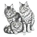 maine coon cats and cane corso dog together  tattoo design idea