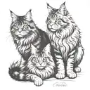 maine coon cats and cane corso dog together  tattoo design idea
