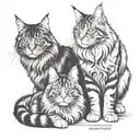 maine coon cats and cane corso dog together  tattoo design idea