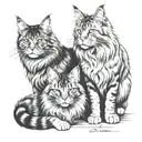 maine coon cats and cane corso dog together  tattoo design idea