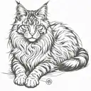  maine coon cat sitting cross legged  tattoo design idea