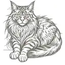  maine coon cat sitting cross legged  tattoo design idea