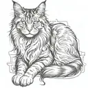  maine coon cat sitting cross legged  tattoo design idea