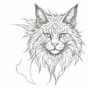  maine coon cat cross legged  tattoo design idea