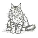 maine coon cat sitting cross legged tattoo design idea