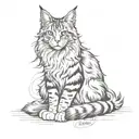 maine coon cat sitting cross legged tattoo design idea
